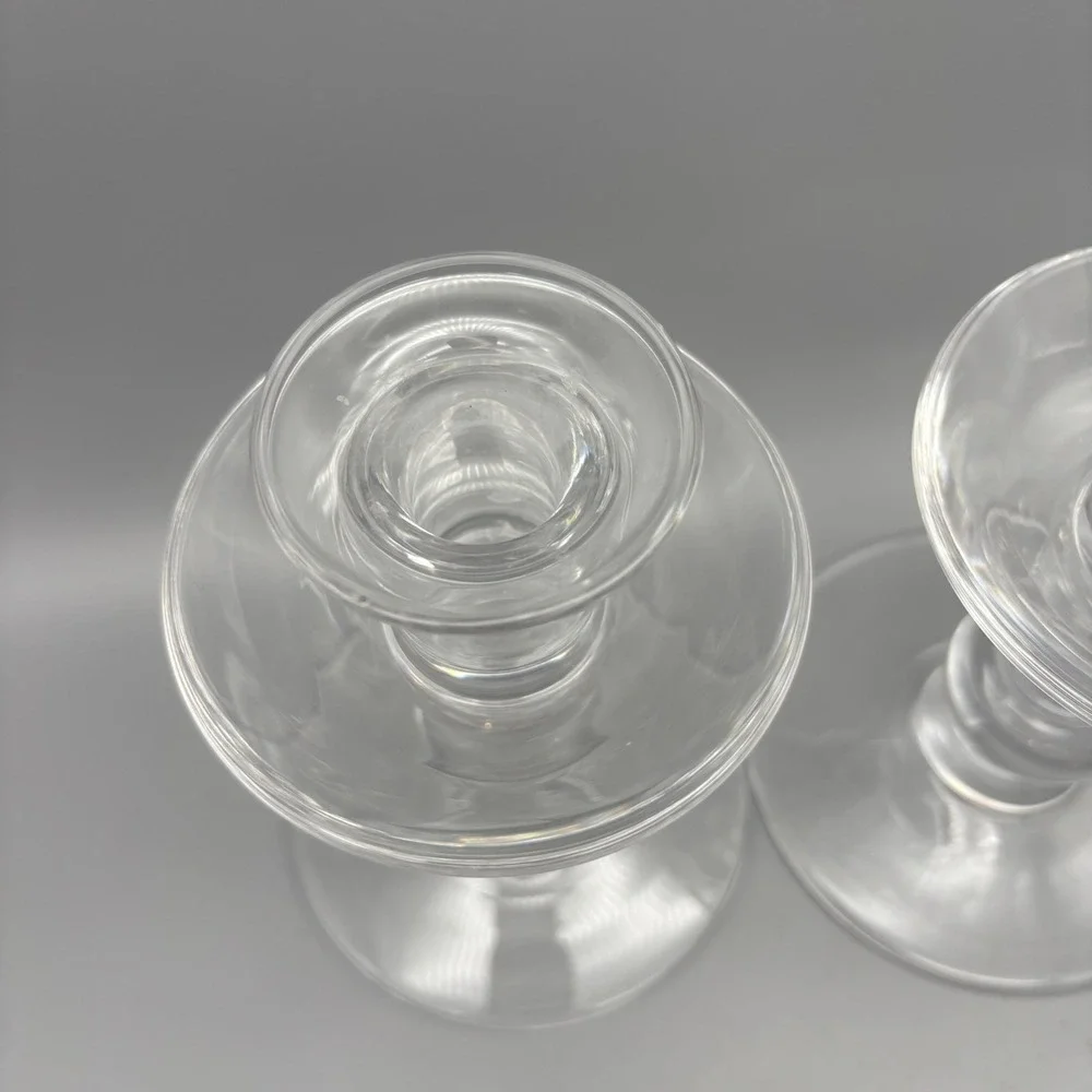 Val‎ St Lambert (2) Crystal Candlestick Holders Signed 7